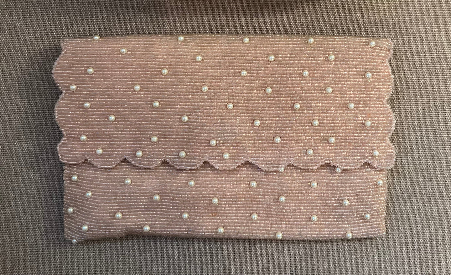 Scallop Pearl Beaded Clutch